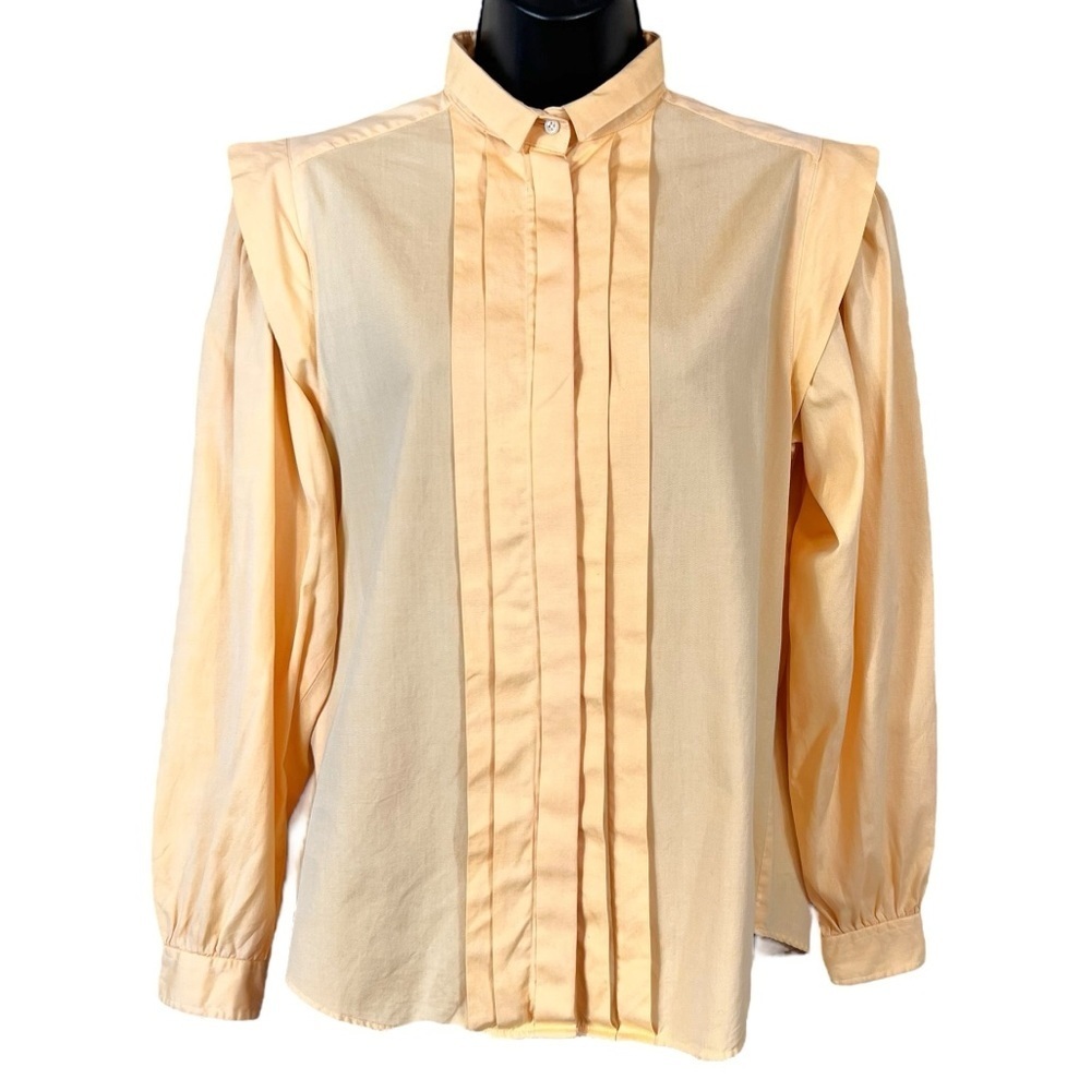 Vintage Liz Claiborne Pale Yellow Pleated Blouse